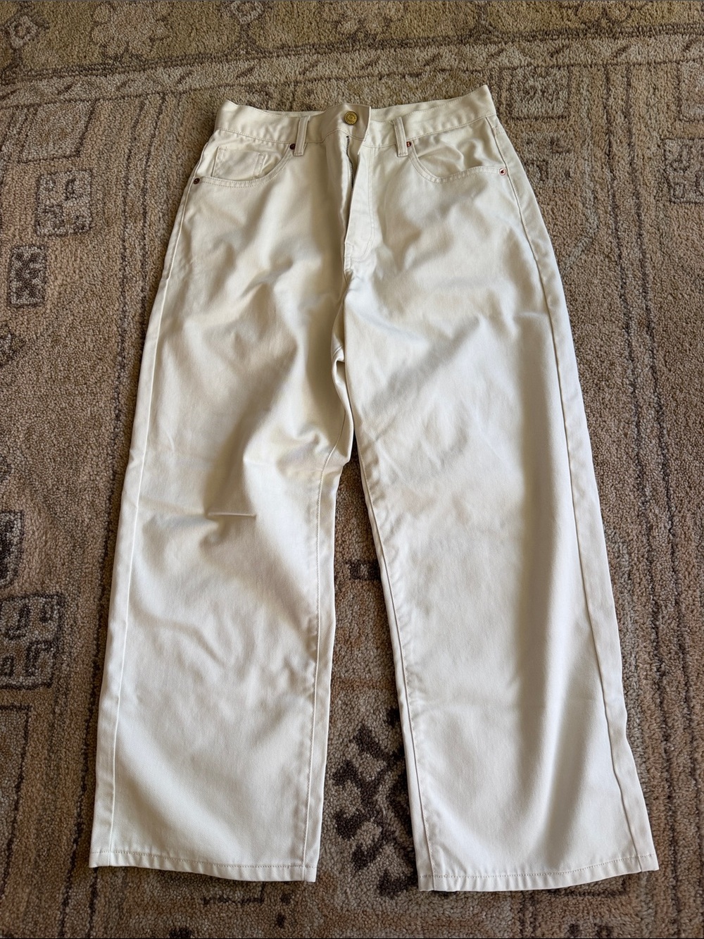 Roucha Cream Baggy Jeans